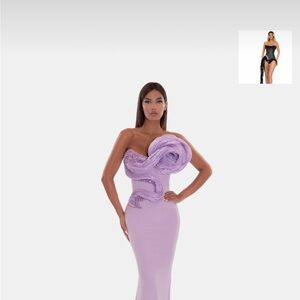 Albina dyla Elegant Lavender Strapless Gown